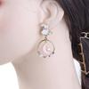 Sweet Ins Girl Pink Moon Enamel Rabbit Drop Earrings Asymmetric Earrings Anti Allergy
