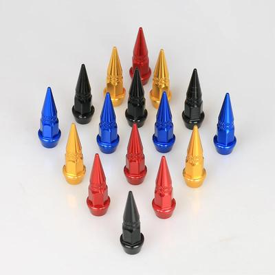 Aluminiowe nakrętki zaworów do opon samochodowych, nakrętki do opon Bullet, nakrętki do kół motocyklowych i rowerowych Bullet, akcesoria dekoracyjne do opon odporne na kurz