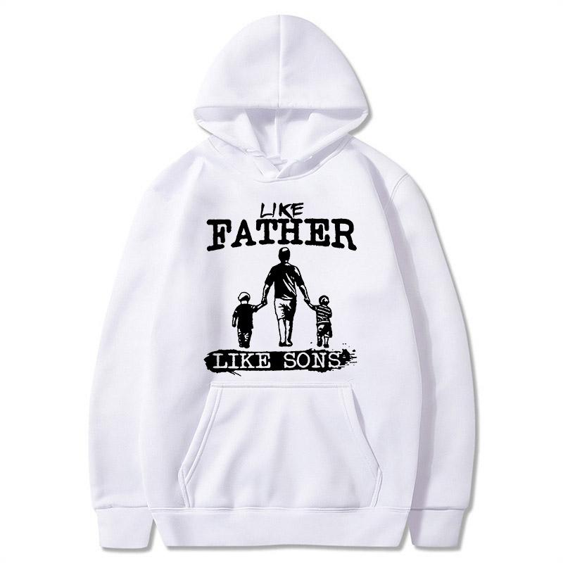 Men Like Father Like Son Graphic Hoodie Black Casual Pullover Sweatshirt with Dad Kids Print Perfect for Matching Outfits