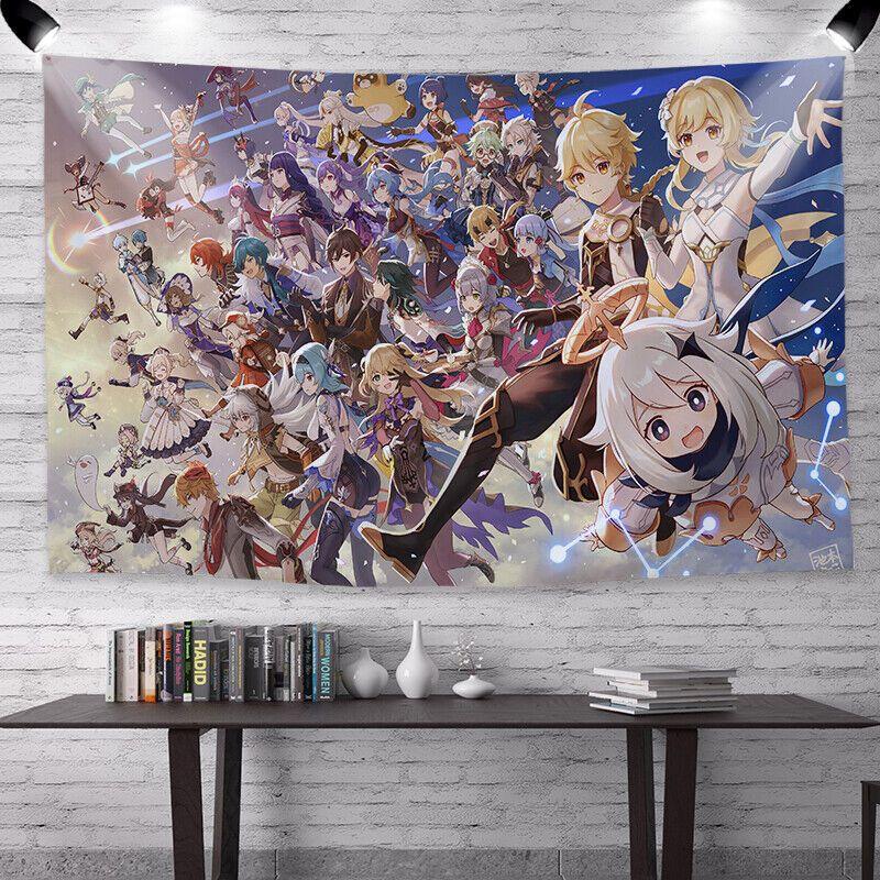Genshin Impact anime tapestry Japanese house 75x100