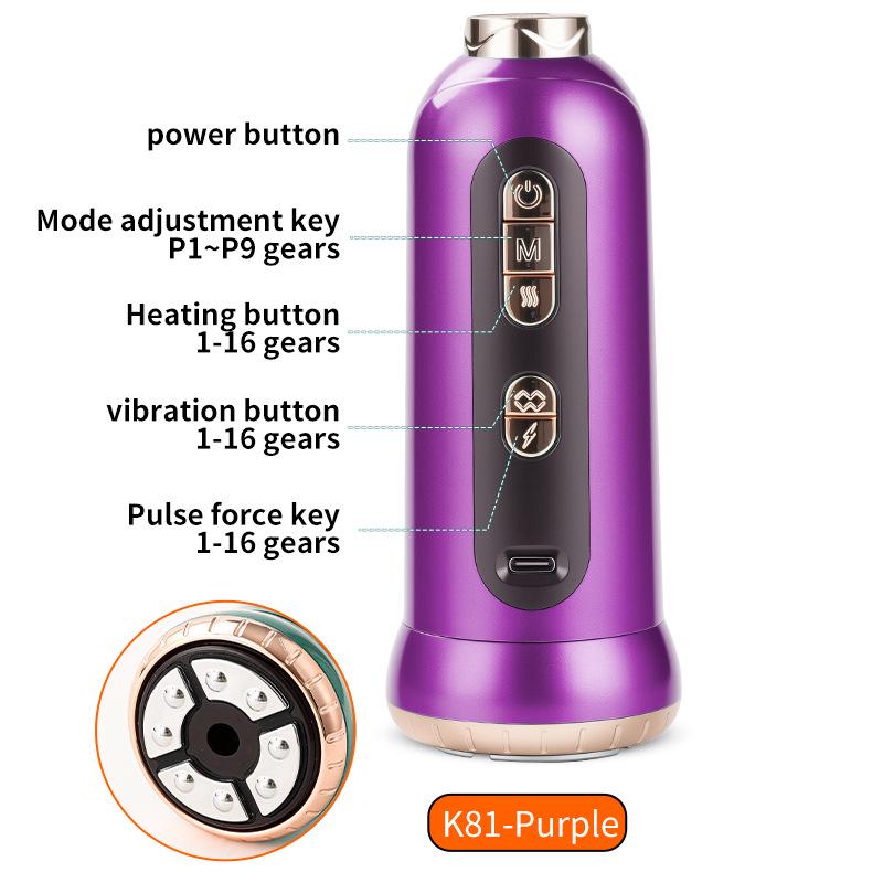 Electric Cupping & Guasha Massager with Pulse, Vibration, Red Light, and Heating Function Chinese: 16-Level Vibration & Heat Therapy