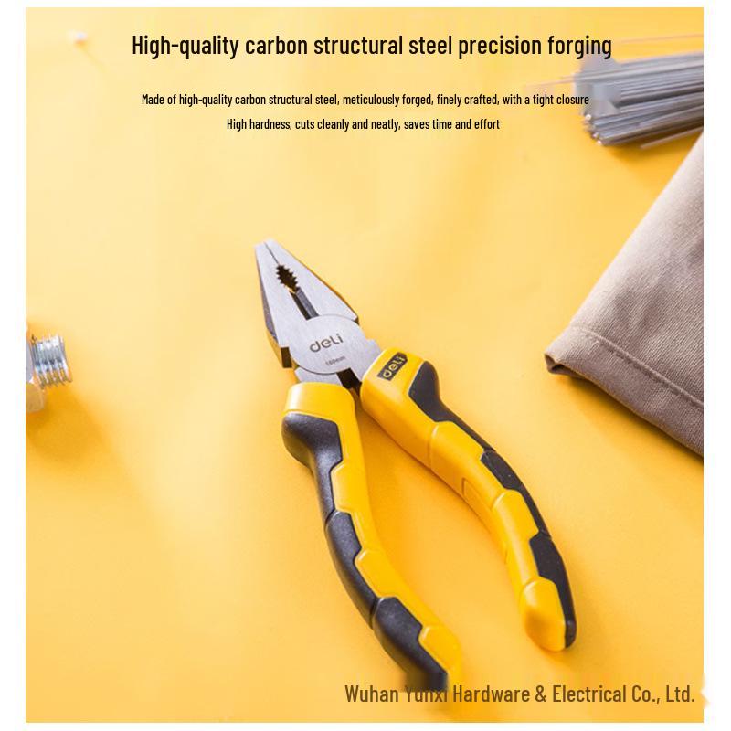 Deli Tools 6-Inch Flat Nose Cutting Pliers, Plastic Handle, High Carbon Steel, No. 55