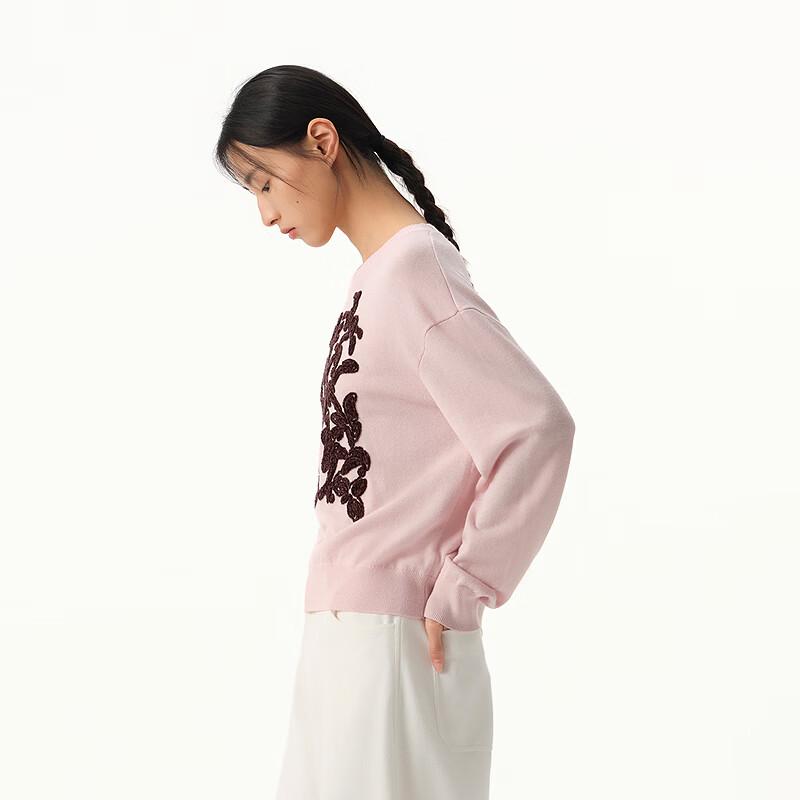 Broadcast Women's 100% Wool Embroidered Round Neck Sweater