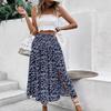 Summer Vacation, Casual, Sweet and Fresh Style Long Skirt, High-waisted Slit Floral Skirt