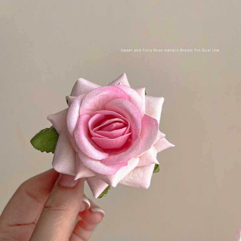 Rose Hair Clips Flower Hairpins BroochesDual-purpose Headwear and Hair Accessories Festive Retro Style