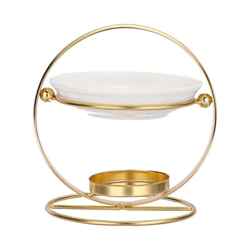 High Temperatures Resistant Ceramics Wax Melt Burners Essential Oil Diffuser Metal Tealight Stand for Relaxing Ambiances