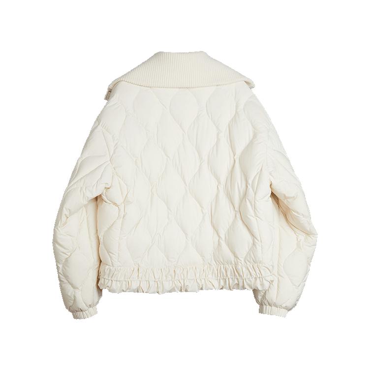 ELLE Collar Short Solid Color Loose Simple Comfortable Commuter Basic Down Jacket Women outerwear Off-White EY48871