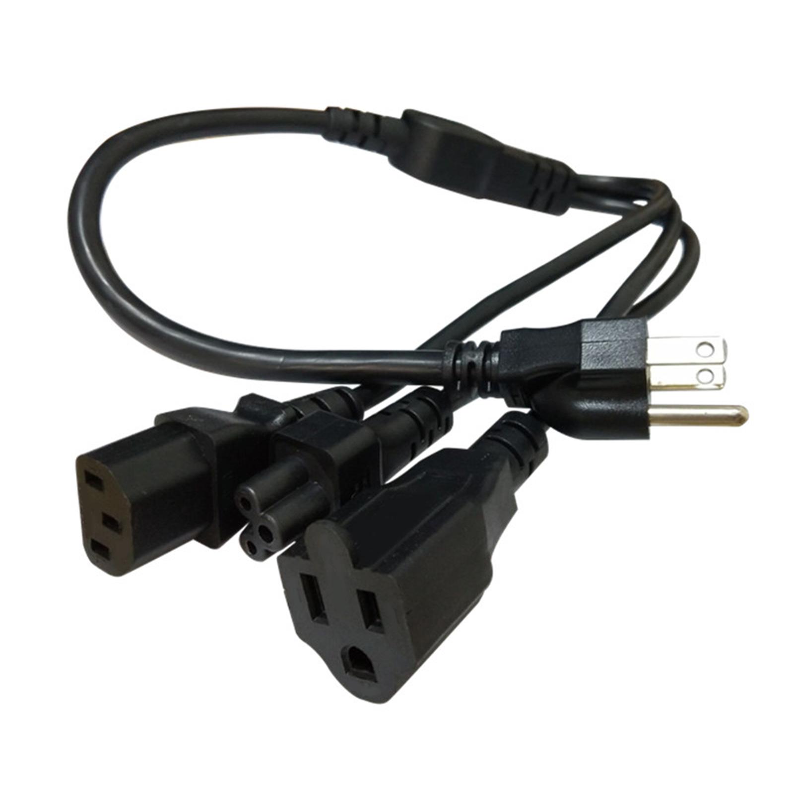 

US NEMA 5-15P 3Pin Male to IEC320 5-15R+C13+C5 Female Cloverleafs Power Cable Cord for Laptops Notebook Adapters