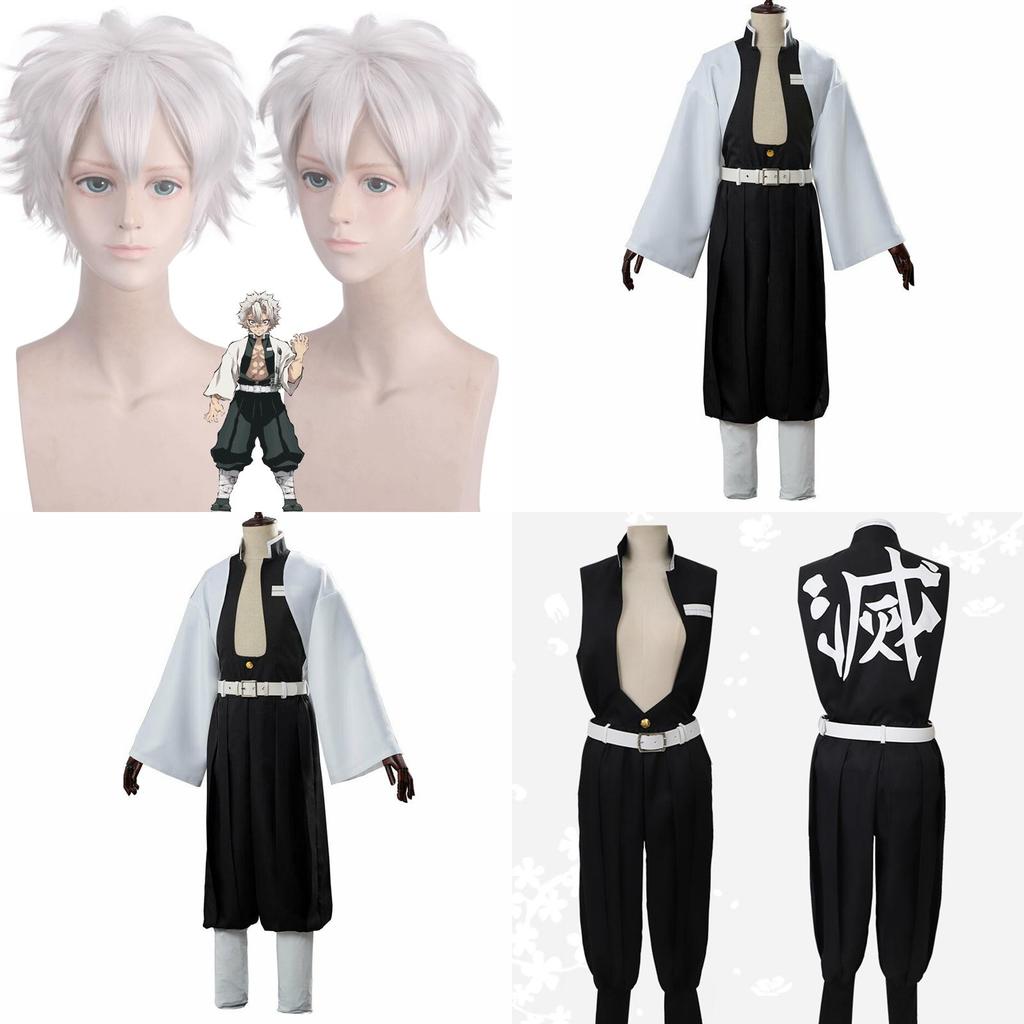 Stunning Demon Slayer Kimetsu No Yaiba Wind Pillar Sanemi Shinazugawa Cosplay Costume Set For Anime Enthusiasts