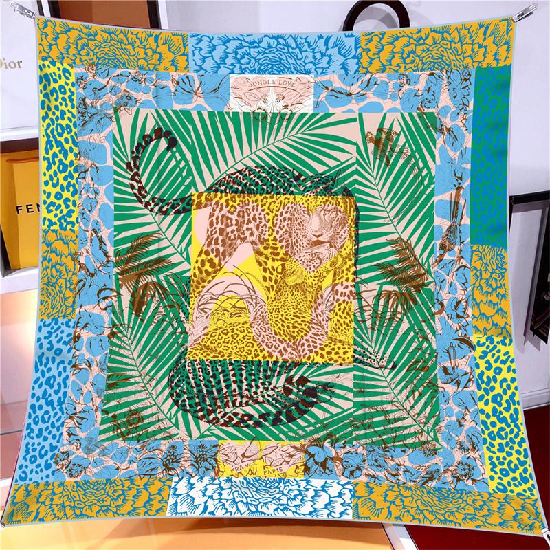 Silk Scarf Women Beach View Square Scarves Head Echarpes Silk Foulards Femme Wraps Beach Shawls Bandana Lady Hijabs 90CM