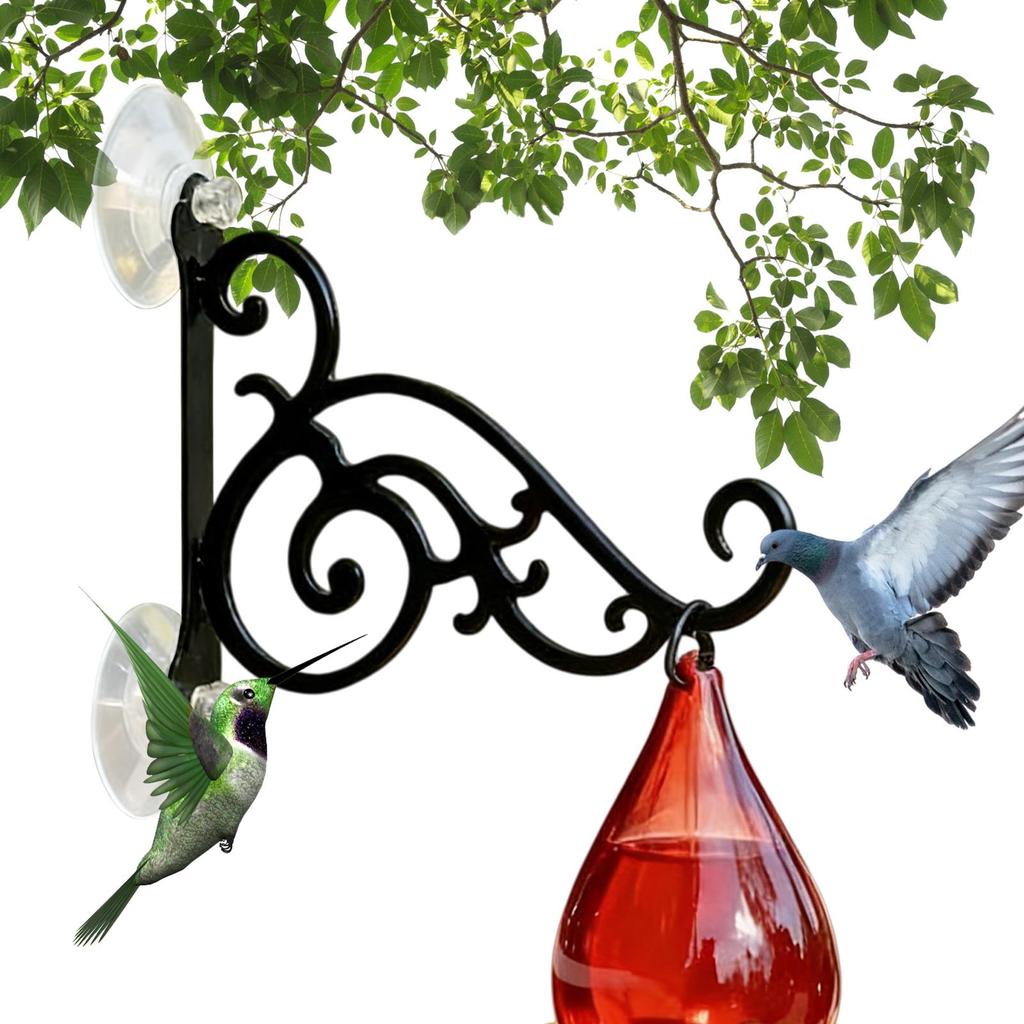 Bird Feeder Hangers with Suction Cup for Window Bird Feeder Stand Wind Chime Hook Scourtyard Lights Rack for Garden Deck Railing