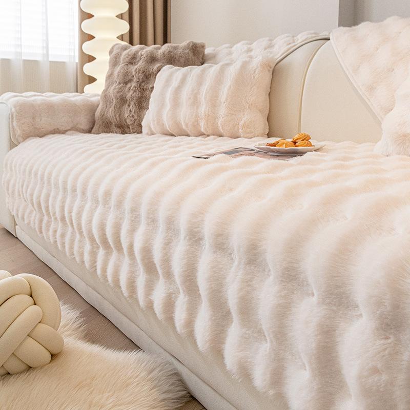 Winter New Sofa Cushion Plush Simple Modern Non-Slip Backrest Thickened Plush Thermal Leather Sofa Cover Towel Winter