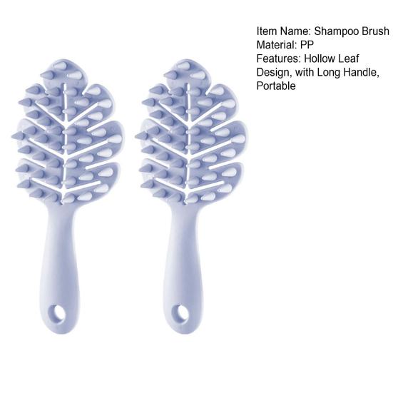 2Pcs Hollow Leaf Shampoo Brush with Long Handle Hanging Men Women Portable Travel Hair Growth Scalp Massage Scrubber Cleaning Brush