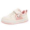 2025 autumn girls little white shoes leather surface new casual versatile board shoes sports waterproof soft sole cartoon non-slip