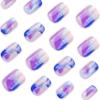 Galaxy Gradient Round Nail Tips with Star Stickers