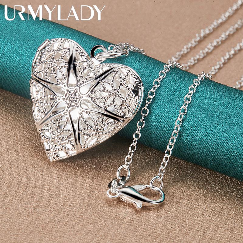 925 Sterling Silver Heart Pendant Necklace For Women Wedding Engagement Charm Jewelry
