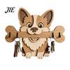 Decorazione Rustica Porta Chiavi da Parete in Legno, Gancio da Ingresso a Forma di Cane che Tiene un Osso, Organizer da Parete per Casa, Cucina, Corridoio,