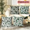 Green Leaf Print Square Pillow Covers Pattern Cushion Cover Suitable for Sofa Bedroom Car Pillow Cover
