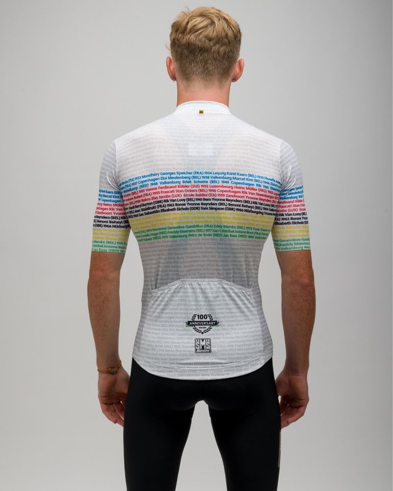 Santini Men's UCI World Cycling Jersey, White, Arc En Ciel