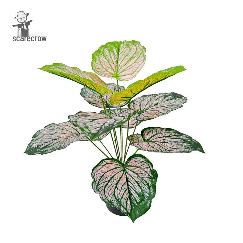 Artificial Bonsai Tree with Large Green Leaves, Potted for Home or Hotel Living Room Decor