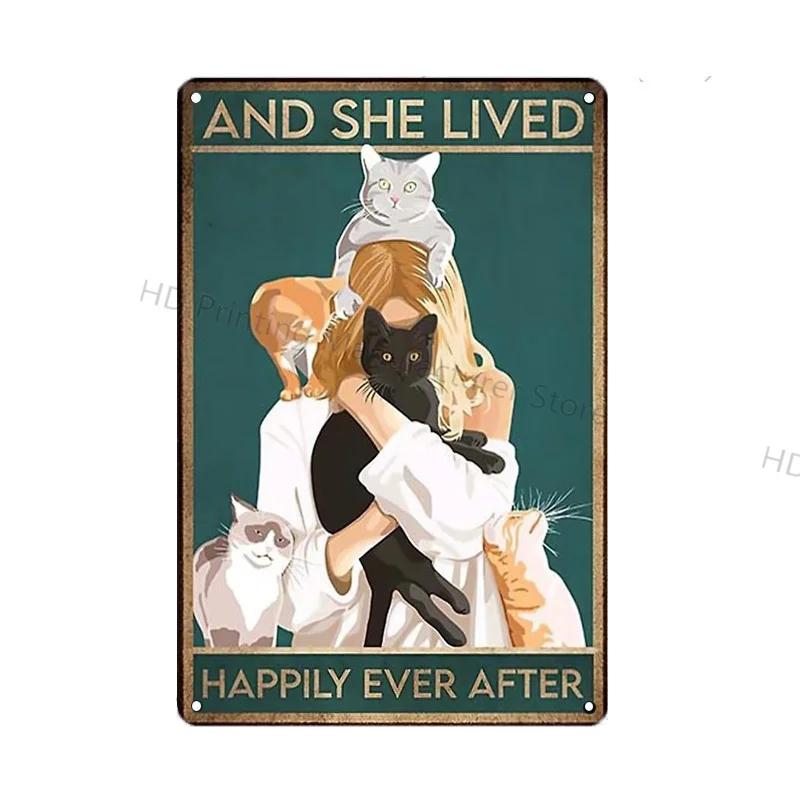 Black Cat Vintage Metal Sign Metal Retro Tin Plaque Poster For Bedroom Living Room Pet Shop Wall Decor Pin Up Funny Cat Plate