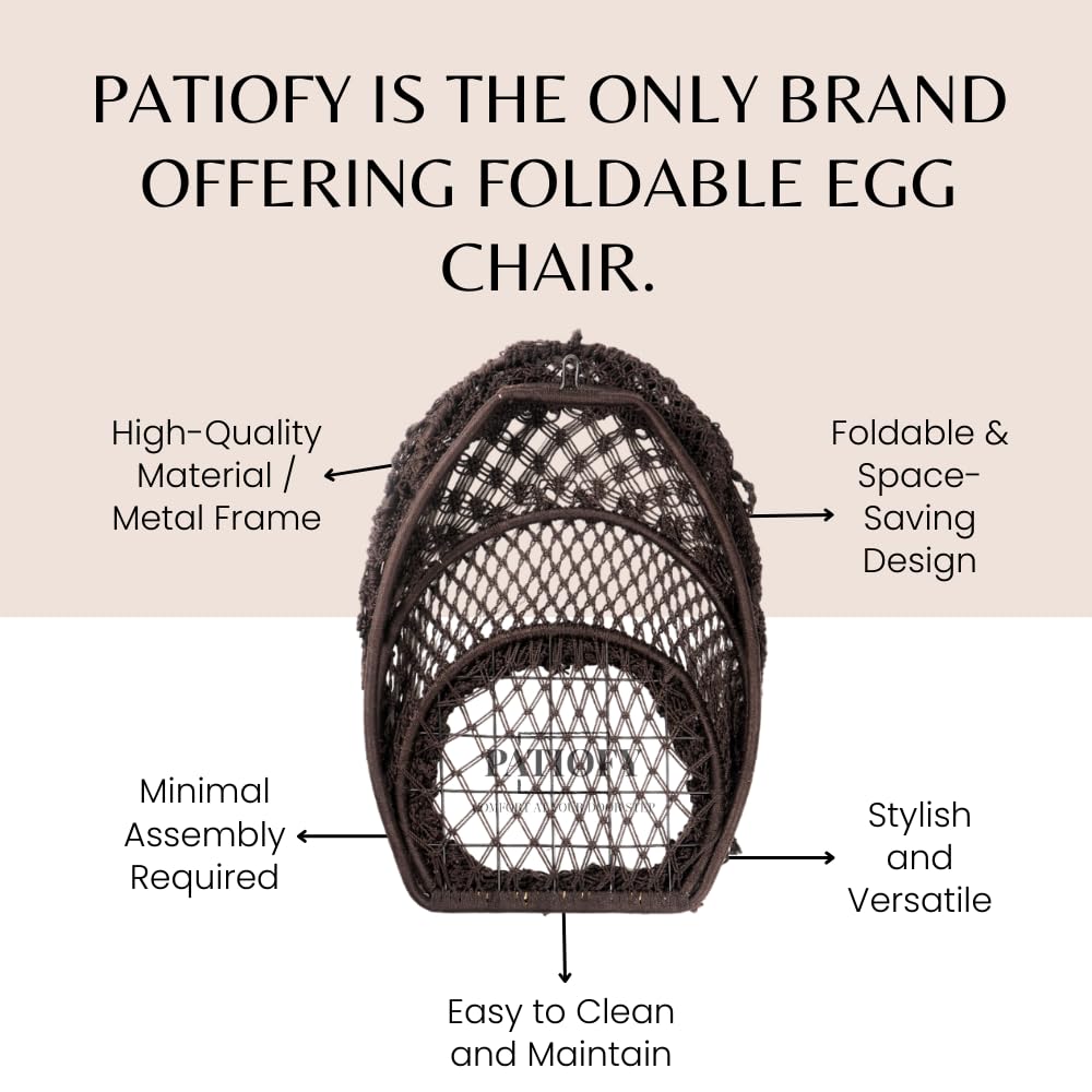Polyester Foldable Egg Chair/Swing Chair for Adults// 200Kgs Weight Capacity-Brown
