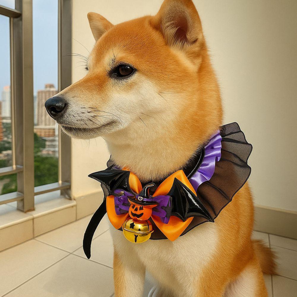 Soft Puppy Bat Bow Tie Lace Cat Cosplay Bow Tie Dog Pumpkin Bow Collar for Cats and Dogs