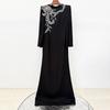 Elegant 2026 European & American Fashion Gown with Slit Sleeves & Beaded Rhinestone Details