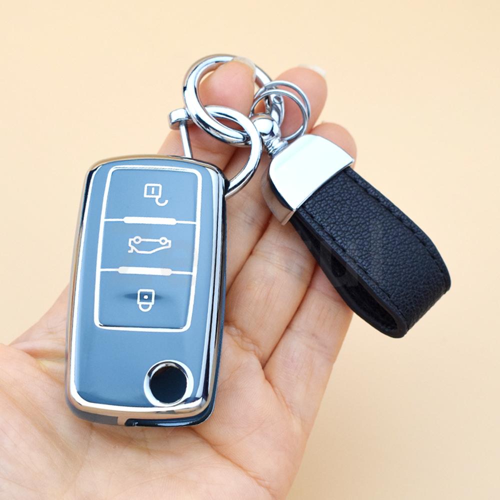 Pro Vw Volkswagen Polo Golf Passat Beetle Caddy T5 Up Eos Tiguan Skoda Octavia A5 TPU Pouzdro na klíče od auta Kryt Auto Skořápka Klíčenka Fob