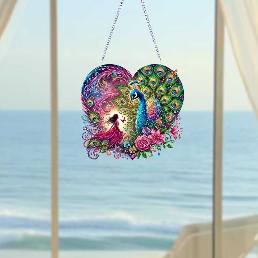 Acrylic Special Shape Love Beach Rhinestone Diamond Art Pendants DIY Diamond Art Pendant Kit Diamond Painting Hanging Pendant