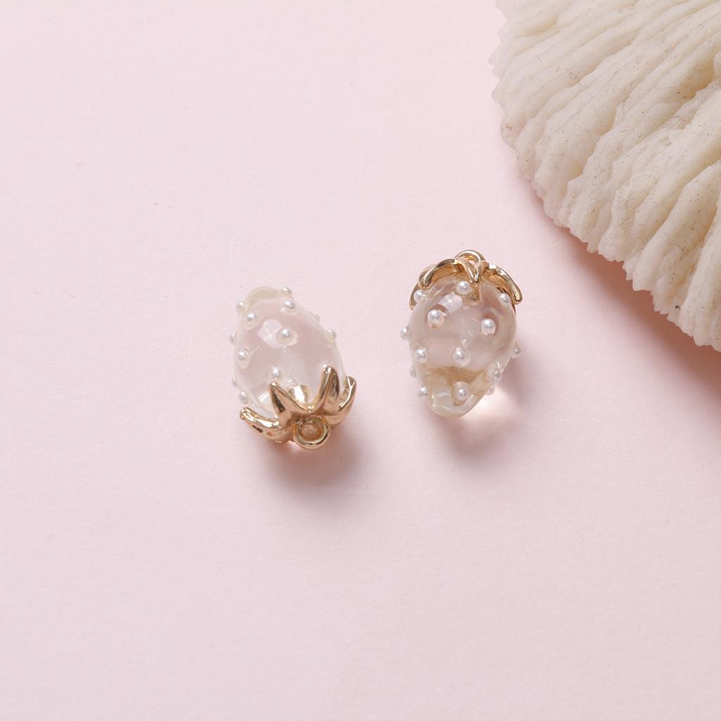 2Pcs Resin Sweet Strawberry Bead Pendant Charms Diy Handmade Jewelry Making Earring Necklace Bracelet Keychains Accessories
