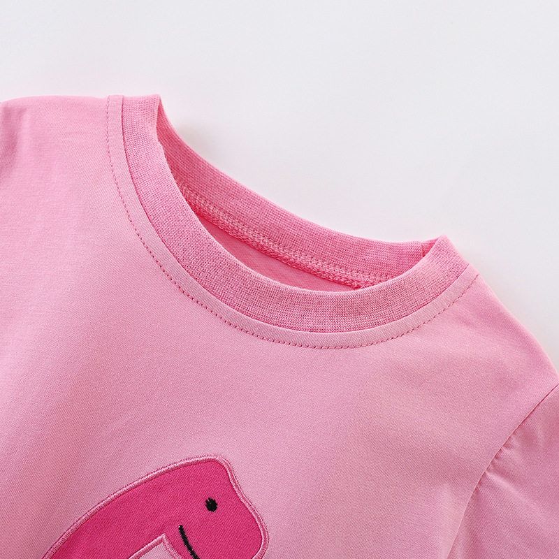 Girls' Short-Sleeved T-Shirt Summer Wear 2025 New Stylish Children's Dinosaur Base Shirt Versatile Top for Baby Girls Summer 8