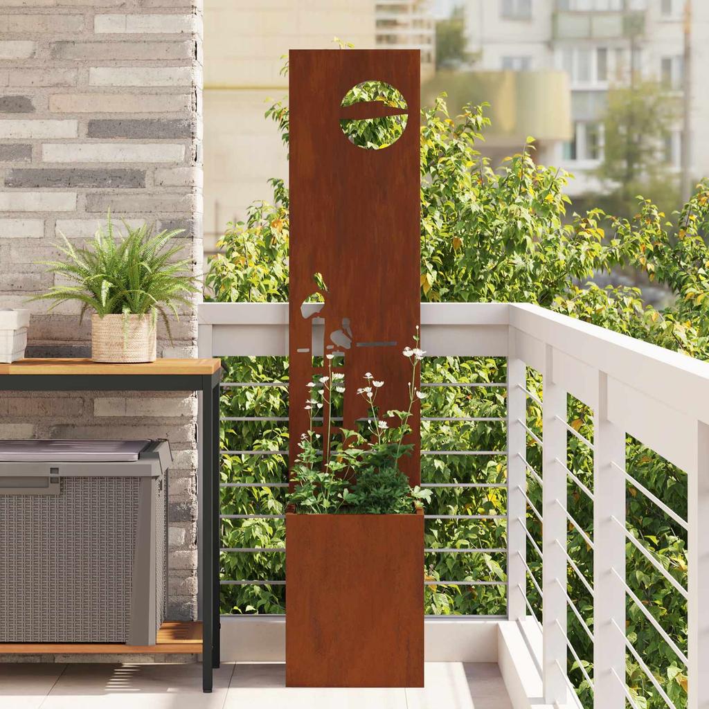 Garden Privacy Screen Canvas Rusty 32 X 150 Cm Weatherproof Steel