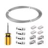 Stainless Steel Wire Rope Hanging Kit for Outdoor String Lights with Thimble Hooks and Tensioning Cable.