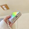 Für Samsung Galaxy Z Flip 4 5g Luxus Aurora Bunte Hülle mit Perlenkette Bär Anhänger Laser Gradient Bling Anti-Drop Cover