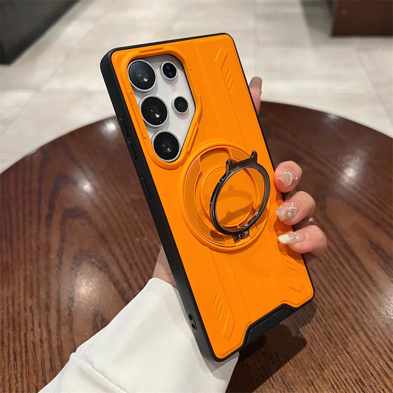 

Stand Holder Magnetic Case For Samsung S26 S25 Edge S24 S23 FE Plus S22 S21 Ultra A14 A15 A36 A56 A16 A26 A06 A07 5G Hard Cover Galaxy S23+ помаранчевий