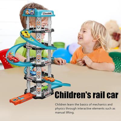 Children's Puzzle Shooting Rail Car Toy Parking Lot Car Building DIY Assembly and Construction Sliding Car Set