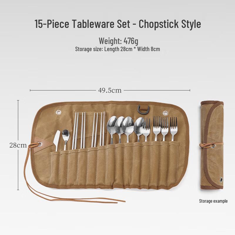 OEING 15-Piece Outdoor Cutlery Storage Kit