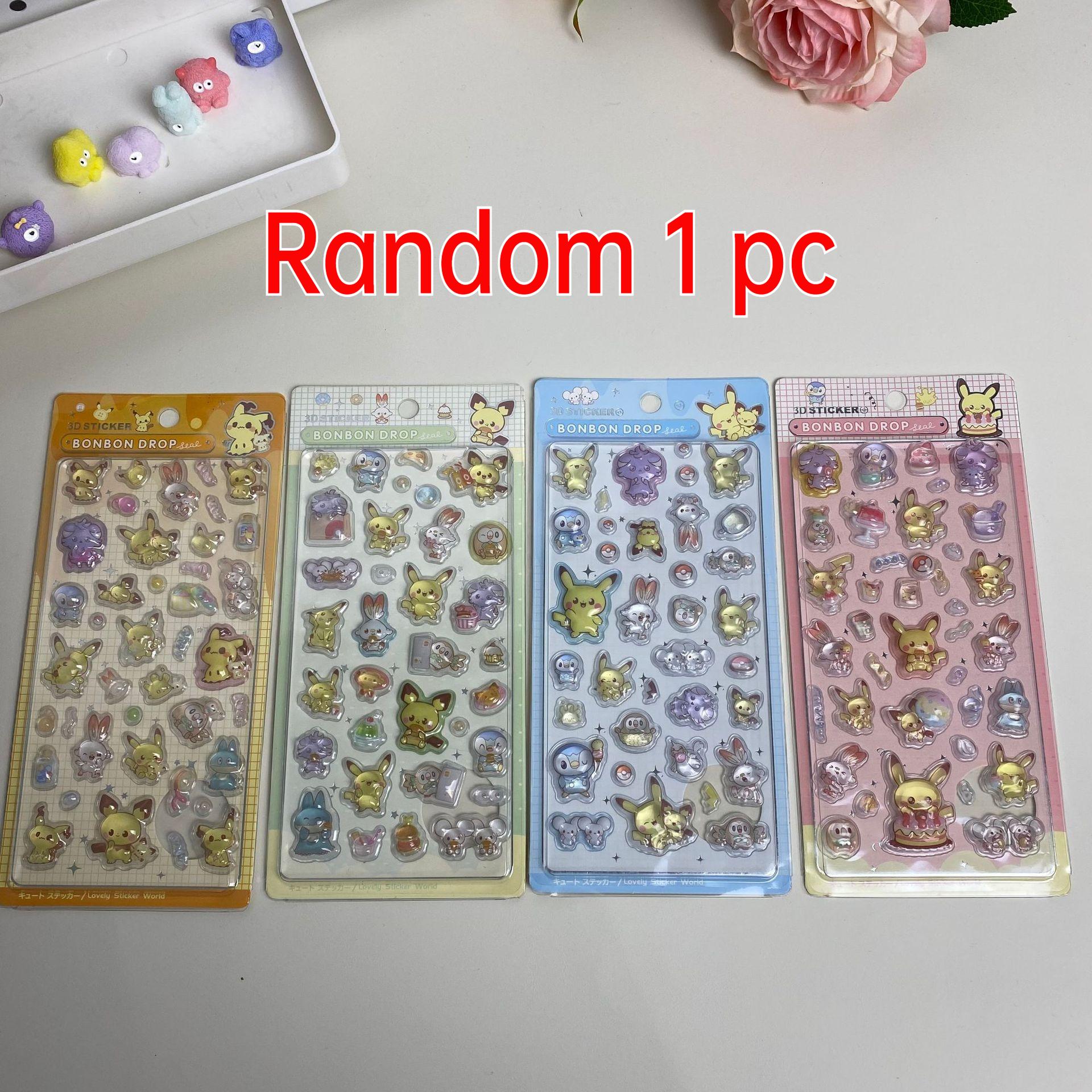 

3D Stickers Three-Dimensional Relief Crystal Stickers Pokmon Stickers Pikachu Children Girl Diy Decoration Cartoon Kawaii (As shown-20628)-