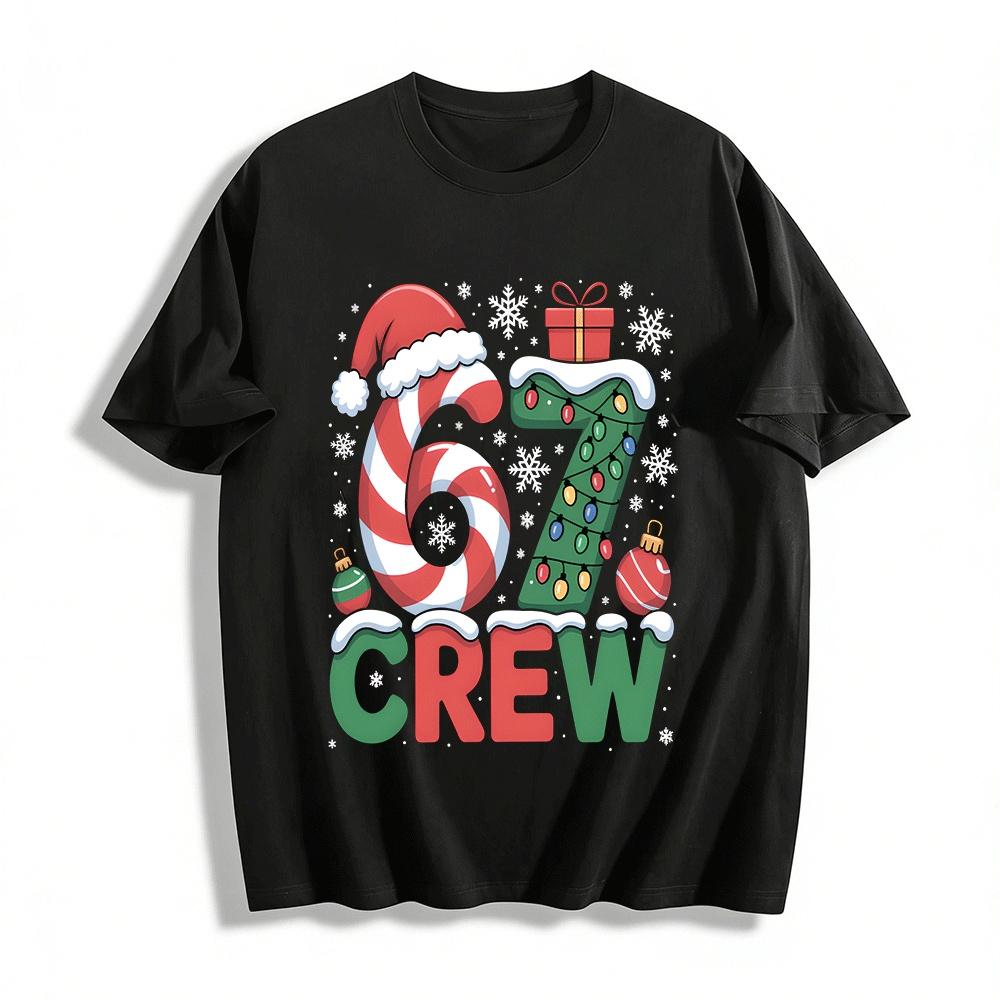 67 Crew Christmas Themed Graphic Casual Top Pure cotton T-shirt XXS