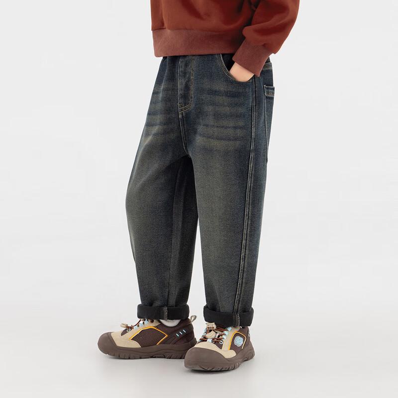 Boys' Fleece-Lined Casual Straight-Leg Denim Jeans