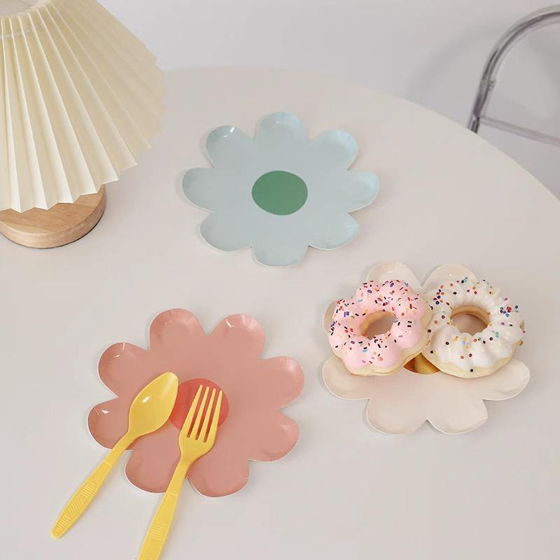 Wind Daisy Disposable Plate Children'S Holiday Party Ornament Birthday Party Cake Paper Plate Decoration