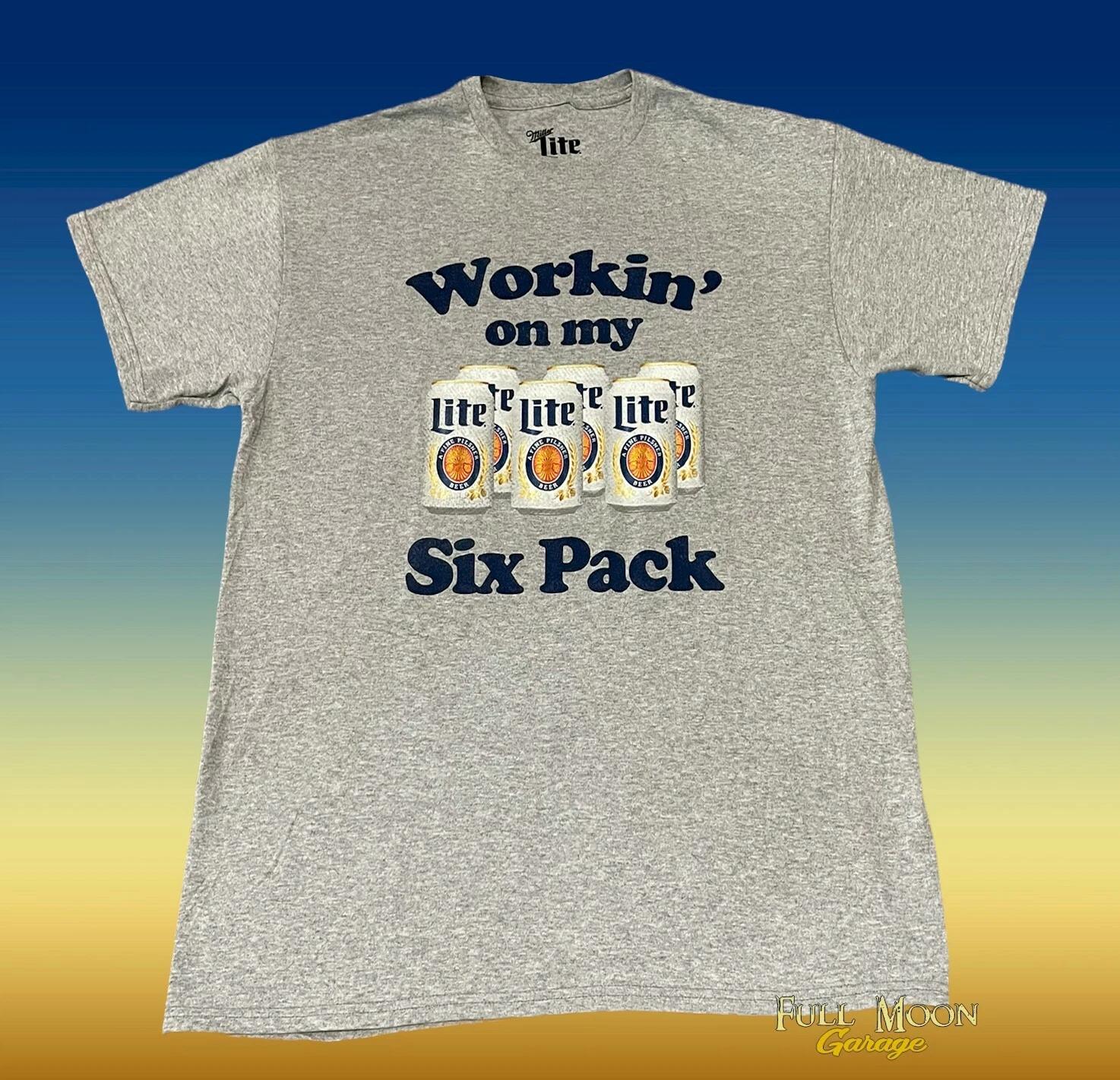 New Miller Lite Beer Working On My Six Pack 6 Mens Vintage Classic T-Shirt 3XL