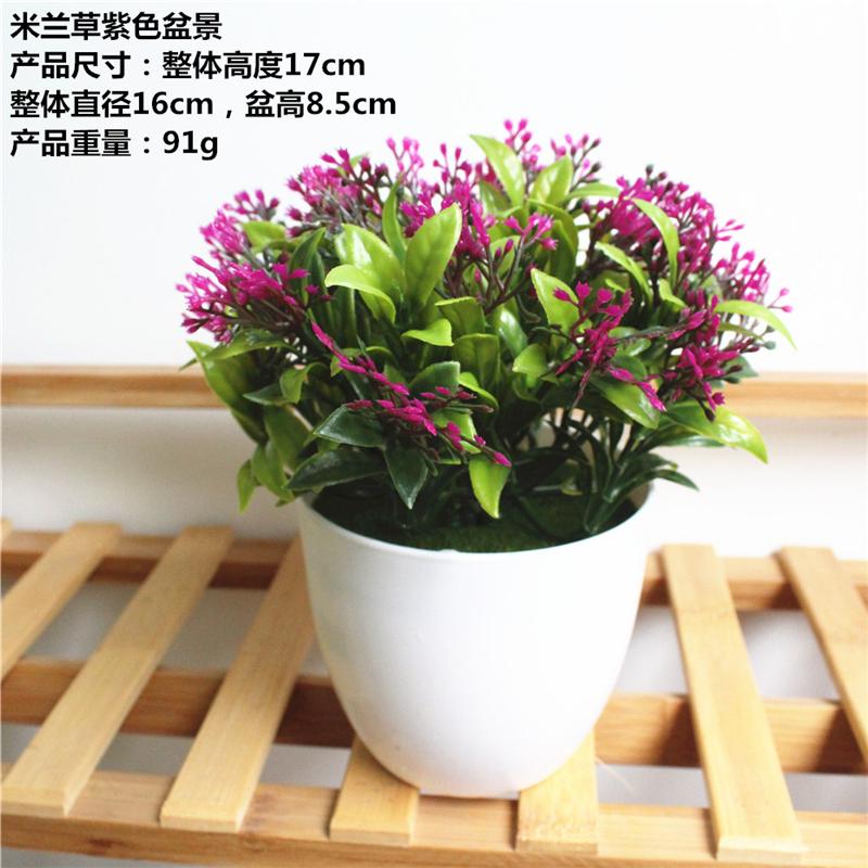 1x Artificial Plants Simulated Succulent Milan Grass Bonsai Plastic White Flower Pot Home Office Decoration