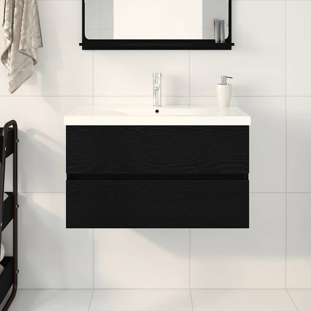 Washbasin Cabinet Black Oak Effect 80 x 39 x 62 cm