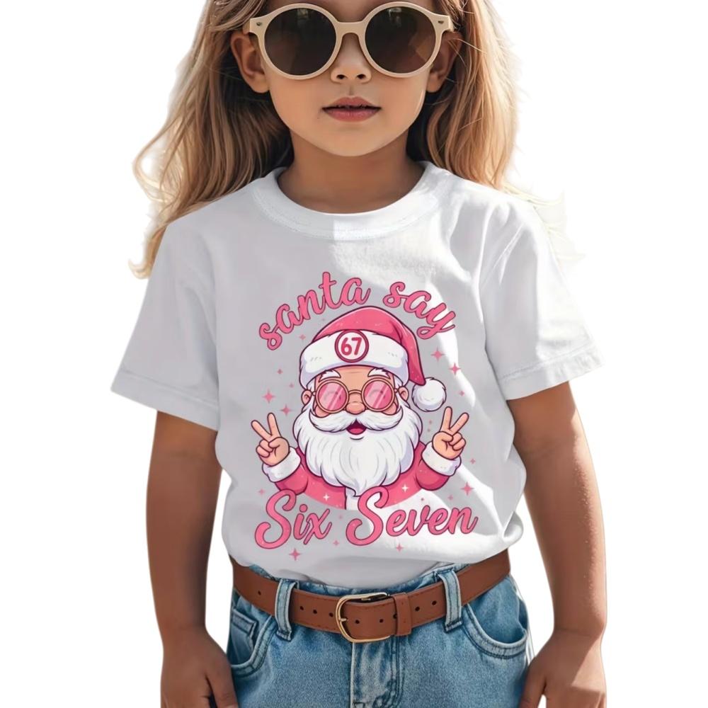 Fun Six Seven 6 7 Meme Design T-Shirt for Kids Chaotic Humor Y2k Game Saying Tees Christmas Gift Top Fashion Children's Clothing
