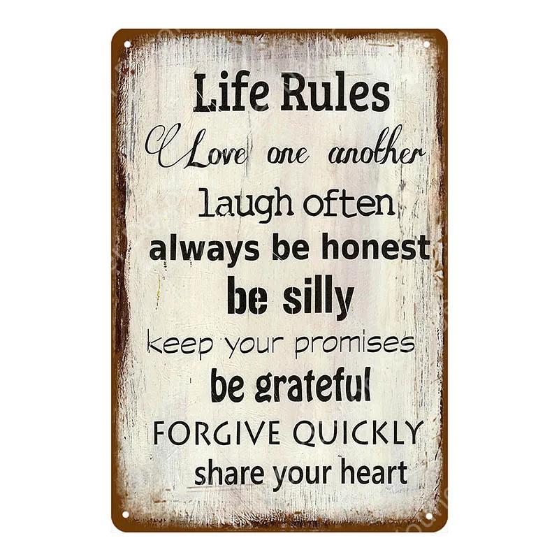 Happiness Is Love Metal Poster Tin Signs Plate Wall Decoration Vintage Art Painting Family Kitchen Rule Plaque Home Decor YJ155