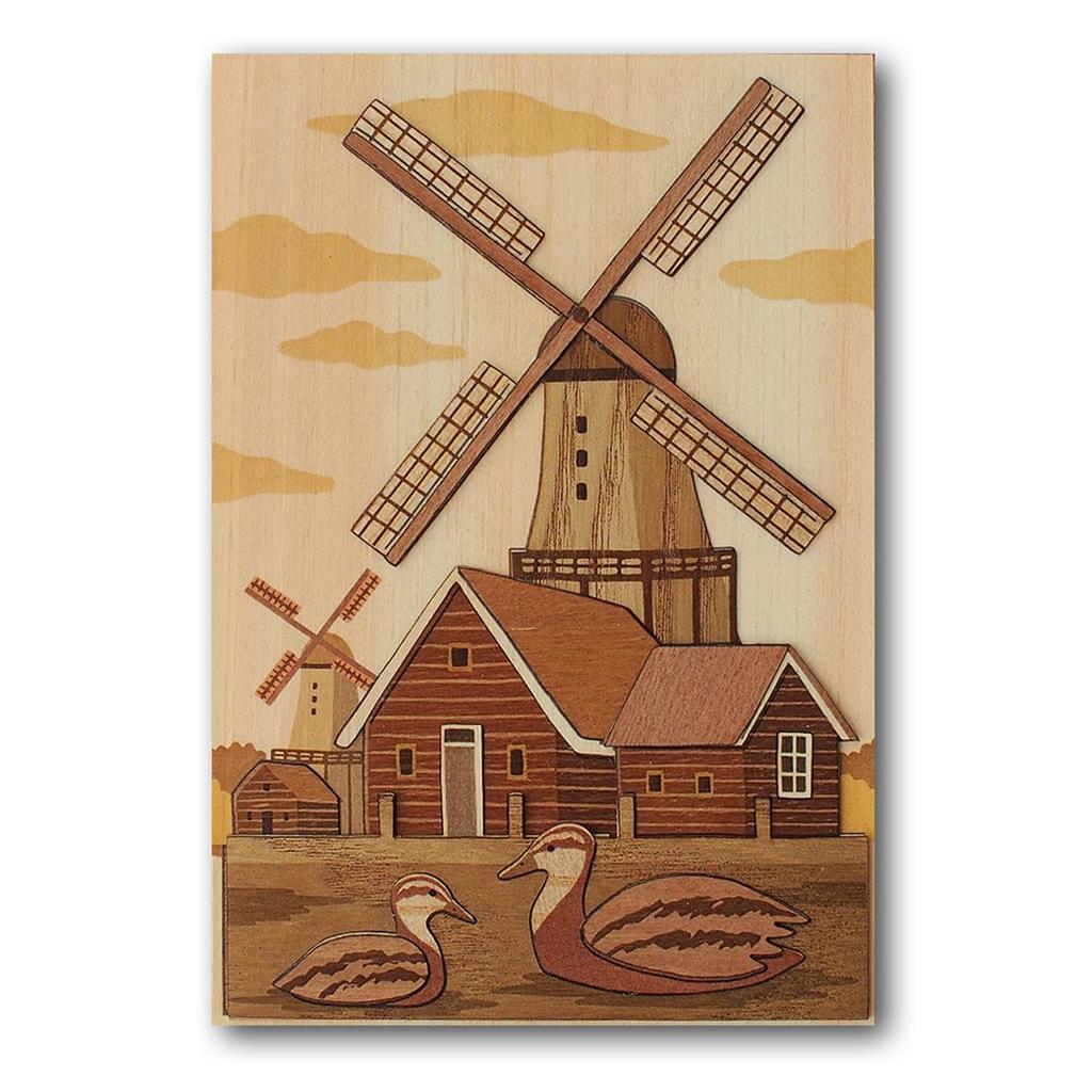 KINOWA "Netherlands" Wood Collage Original DIY Kit Amsterdam Streetscape Made In Japan