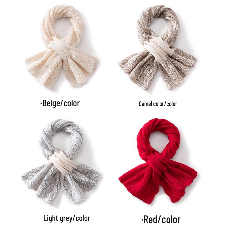 Women's 100% Pure Cashmere Color Block Hollow Knit Scarf - Warm Fashionable Neck Protector