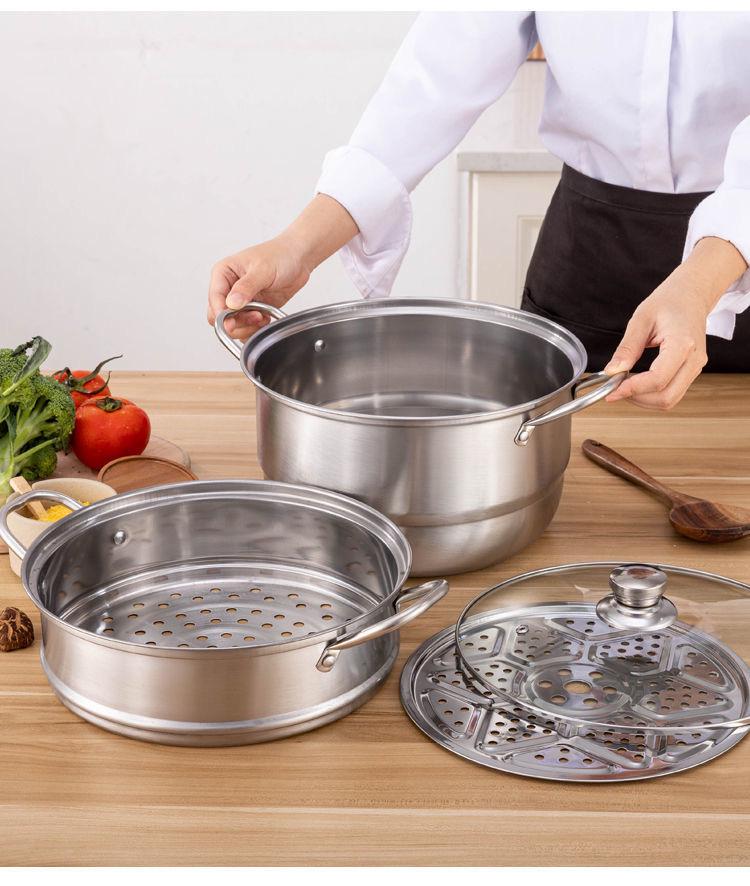 American Style Stainless Steel Multi-Functional Double-Layer Steamer Pot for Cooking and Soup
